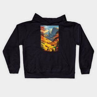 River Flowing Through a Yellow Autumn Scene Kids Hoodie